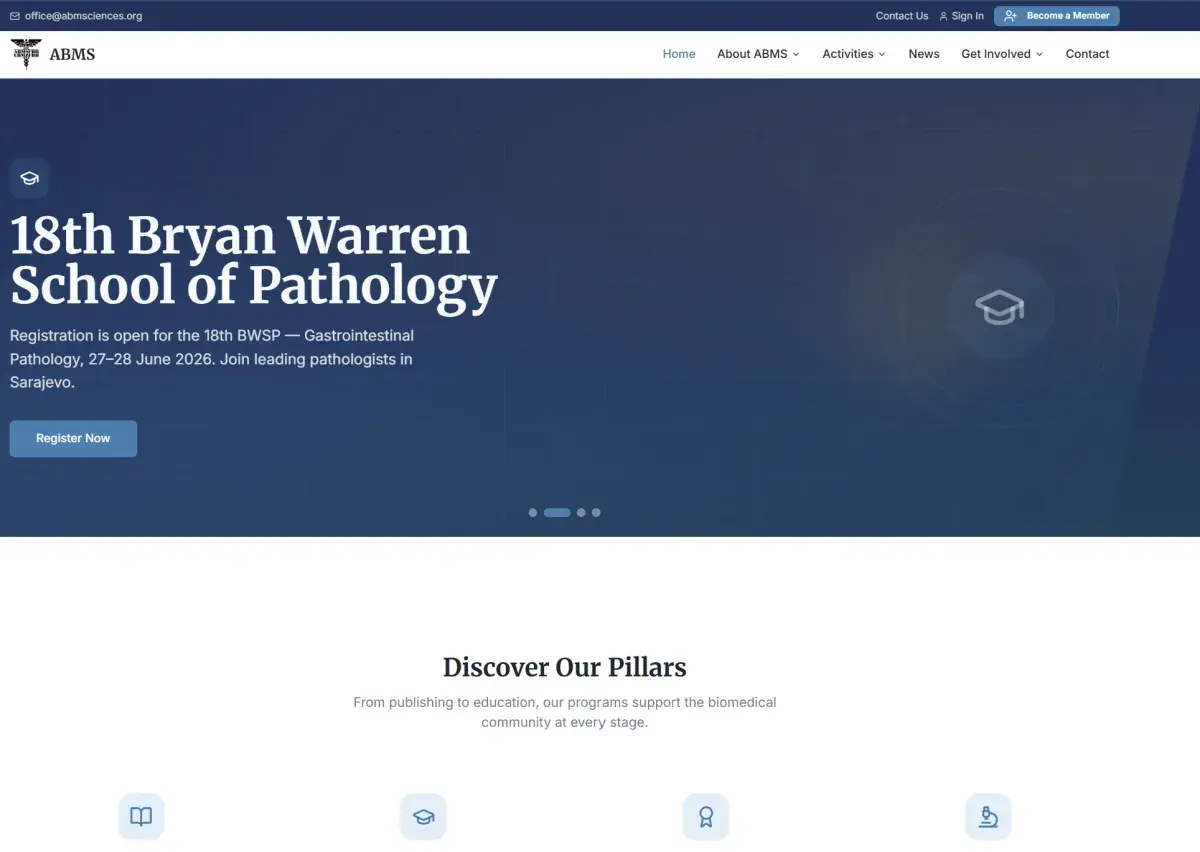 Screenshot of the ABMS website