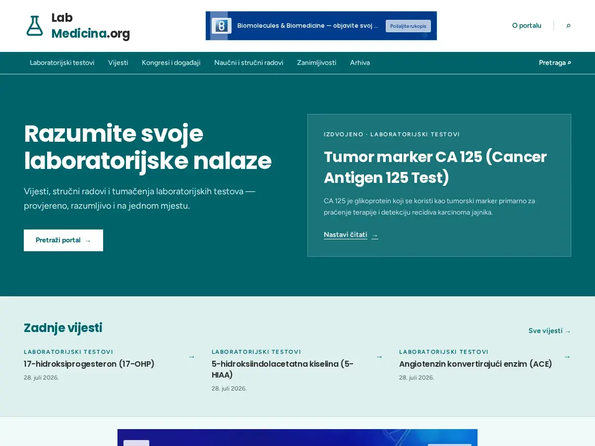 Screenshot of the Lab Medicina website