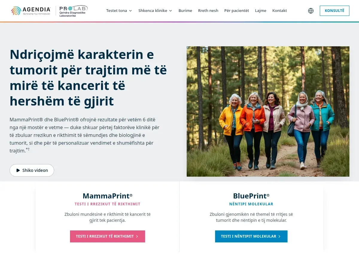 Screenshot of the MammaPrint AL website
