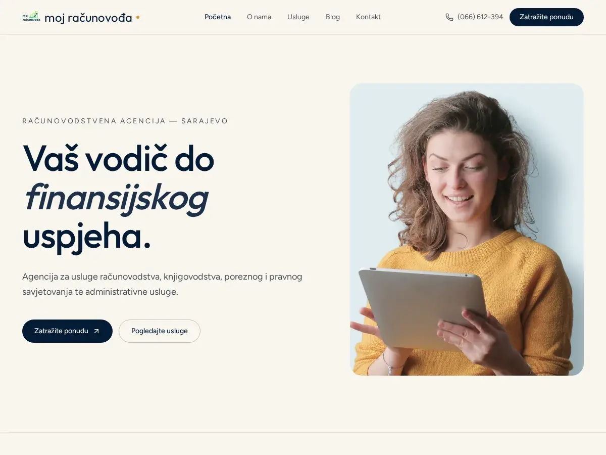 Screenshot of the Moj Racunovodja website