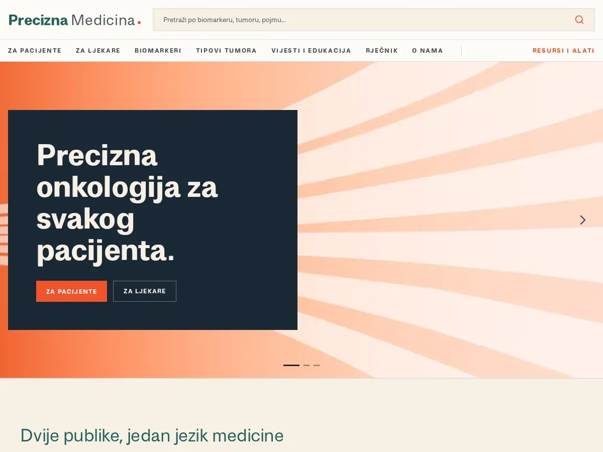 Screenshot of the Precizna Medicina website
